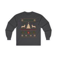 Cozy Christmas Long Sleeve Tee - Holiday Sweater Type Design, Unisex Gift, Winter Apparel, Festive Party Wear