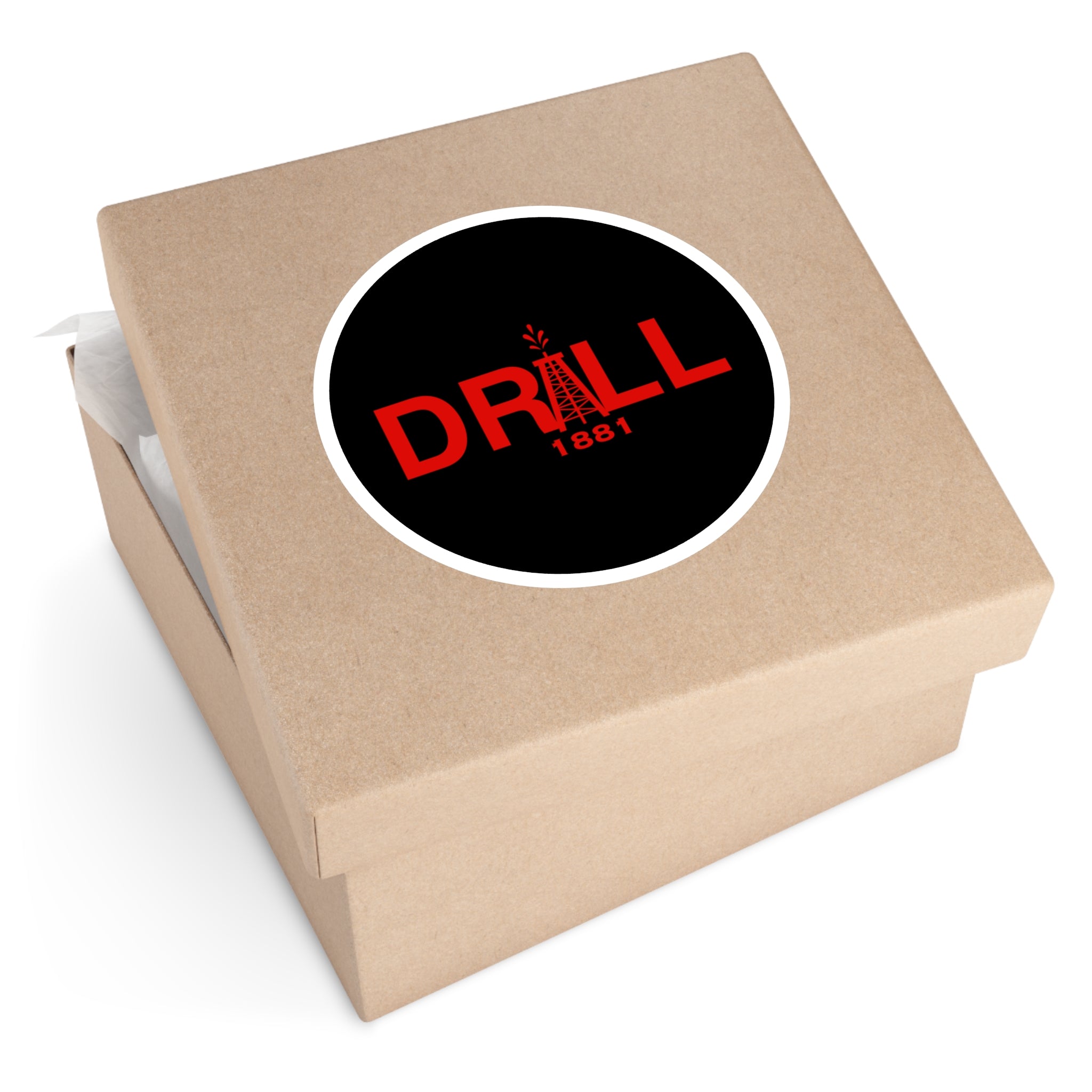 Drill Red Round Sticker — Oilfield Hard Hat or Truck Decal