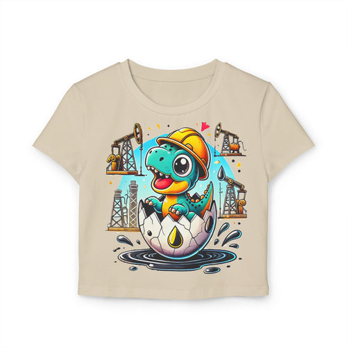 Hatch Crop Baby Tee - Fun Graphic T-Shirt for Dino Lovers