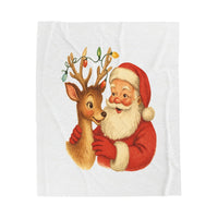Christmas Santa and Reindeer Plush Blanket