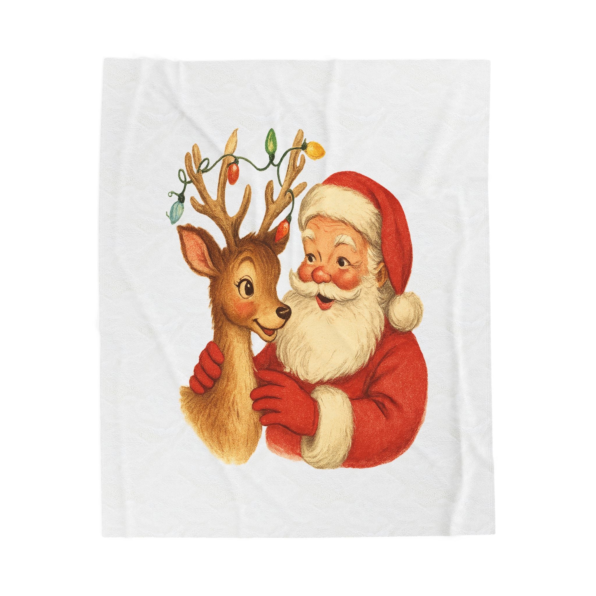 Christmas Santa and Reindeer Plush Blanket