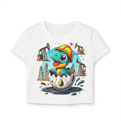 Hatch Crop Baby Tee - Fun Graphic T-Shirt for Dino Lovers