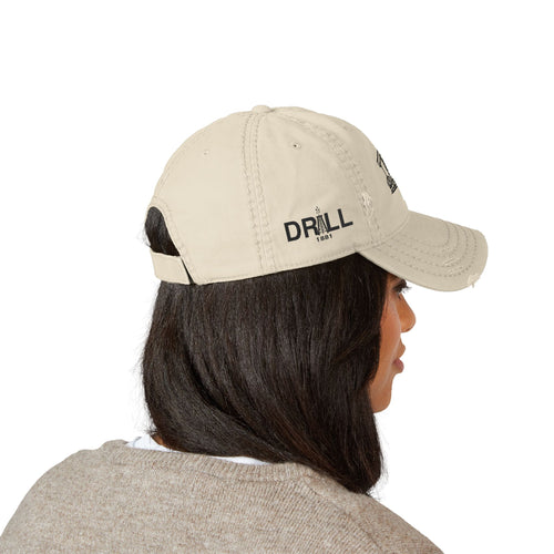 Pump Jack Sketch Distressed Hat Embroidery