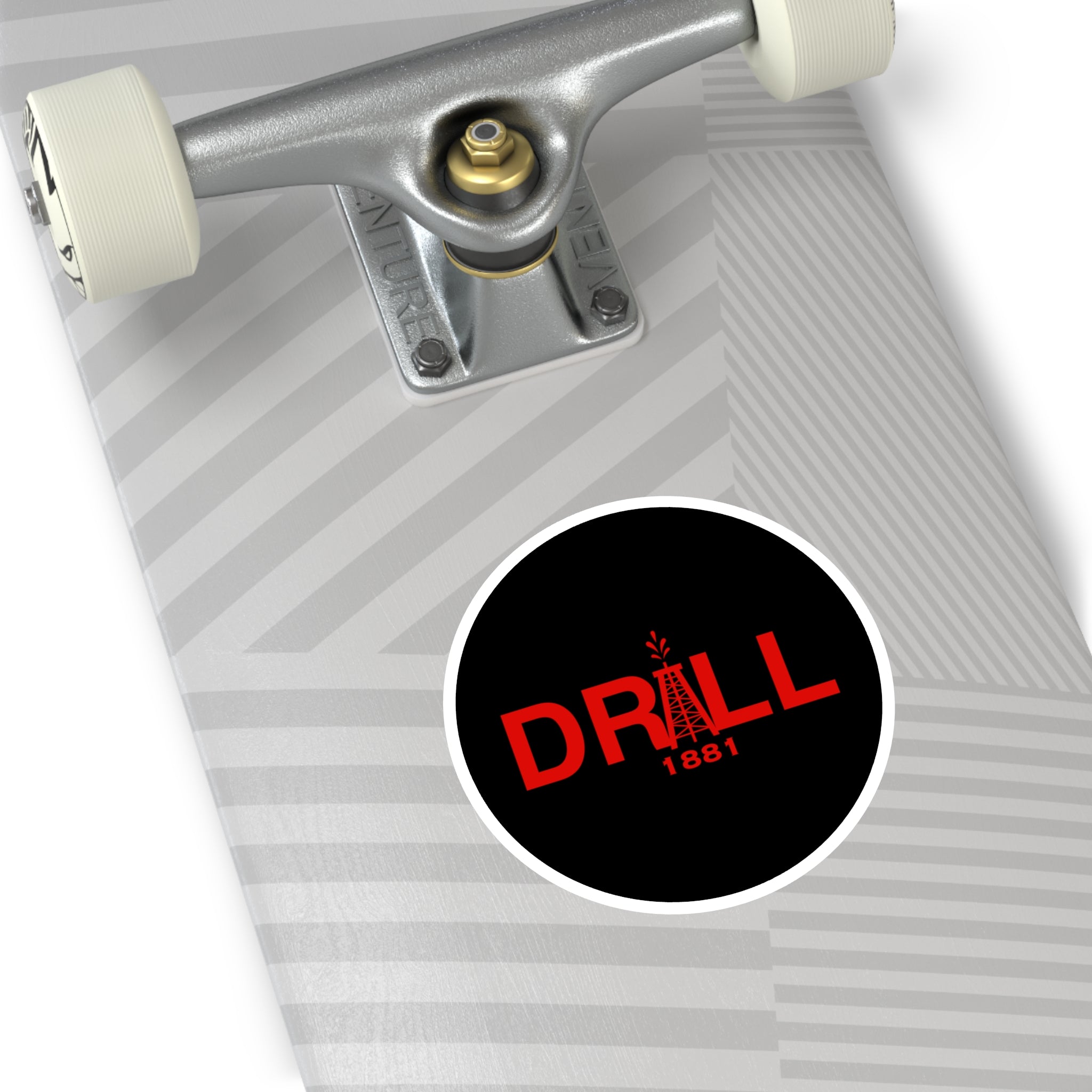 Drill Red Round Sticker — Oilfield Hard Hat or Truck Decal