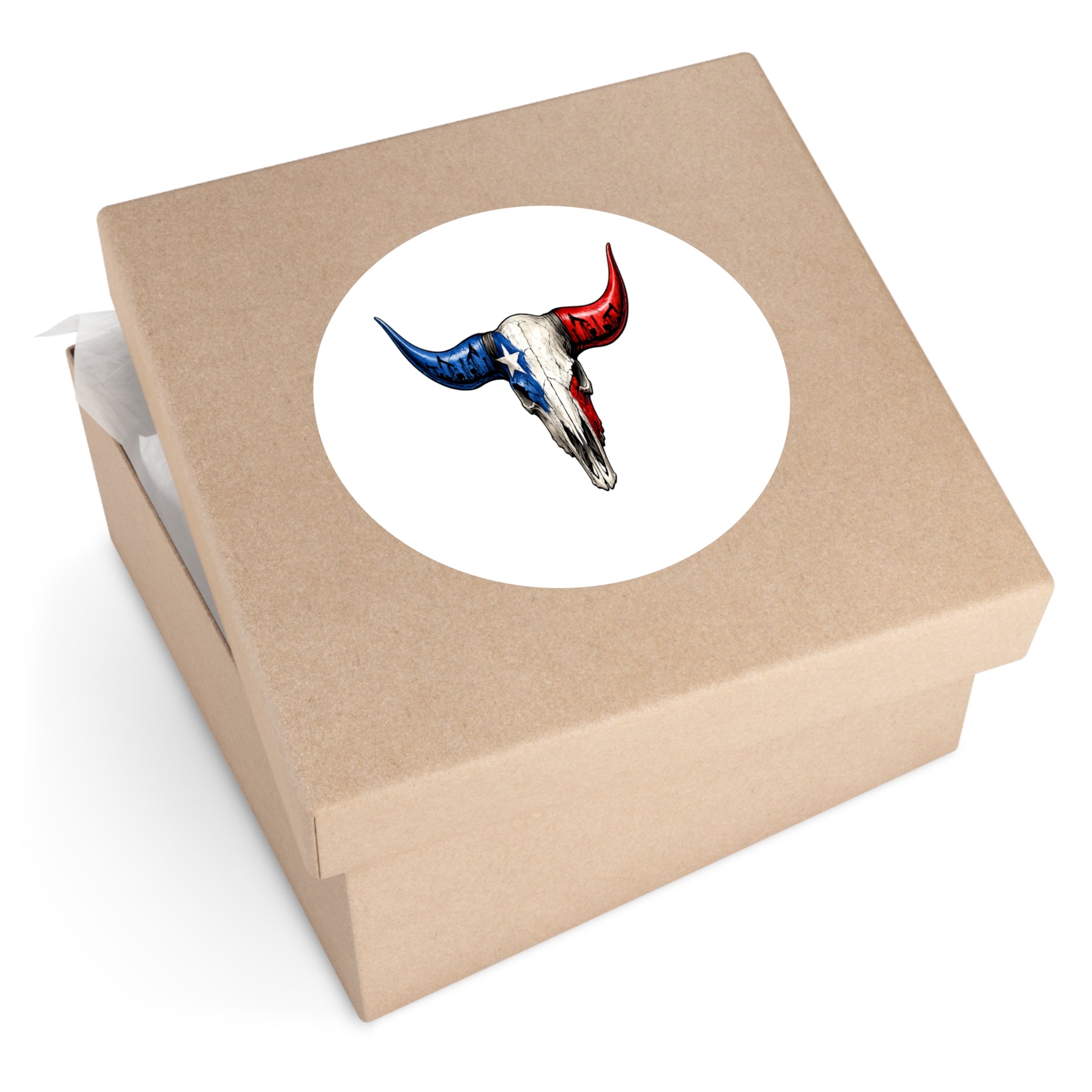 Texas Longhorn Round Sticker — Oilfield Hard Hat or Truck Decal