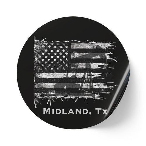 Old Glory Midland - Round Sticker Label Rolls