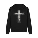 Full-Zip Hoodie — Grunge Silver Cross "Drill" Graphic