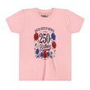 250 Birthday Flower Youth  Kids Tee – United States 1776–2026 Patriotic Design