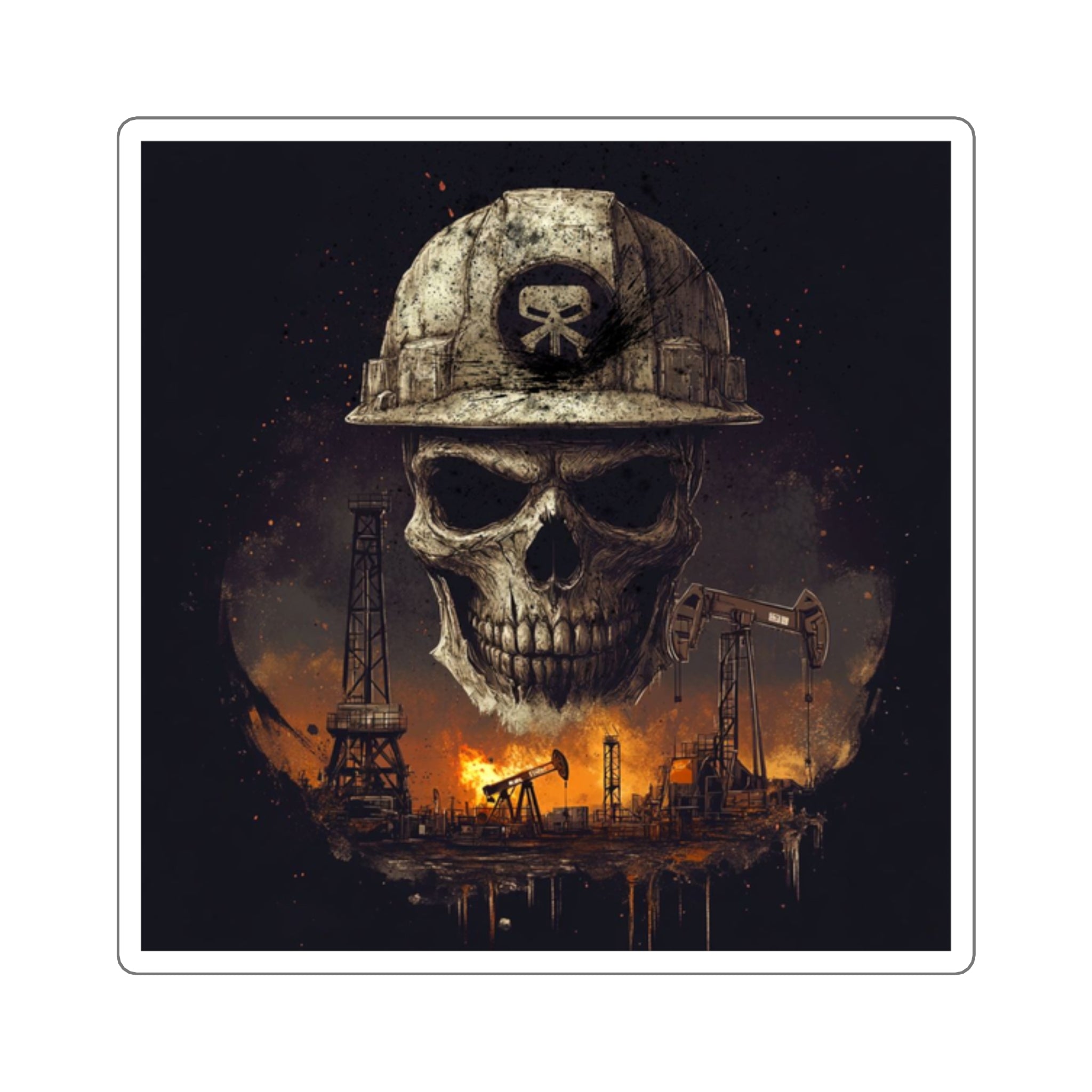 Fire Skull - Square Stickers