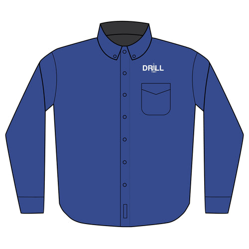 Embroidered 'DRILL' Work Shirt — Long Sleeve Button-Up