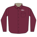 Embroidered 'DRILL' Work Shirt — Long Sleeve Button-Up