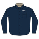 Embroidered 'DRILL' Work Shirt — Long Sleeve Button-Up