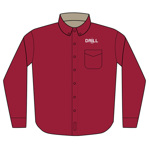 Embroidered 'DRILL' Work Shirt — Long Sleeve Button-Up