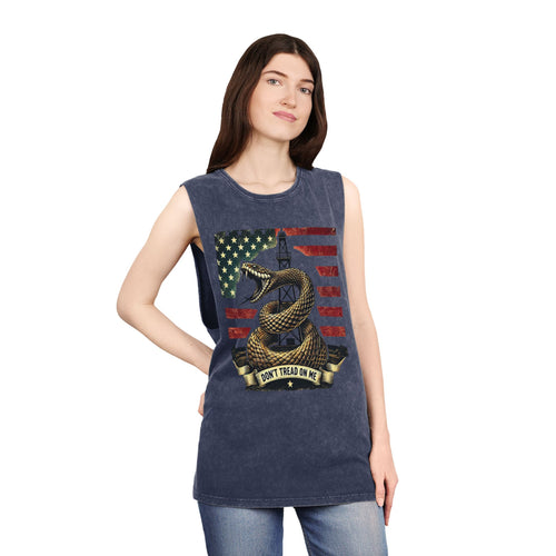 Don't Tread on Me Stonewash Tank Top - Patriotic Unisex Apparel