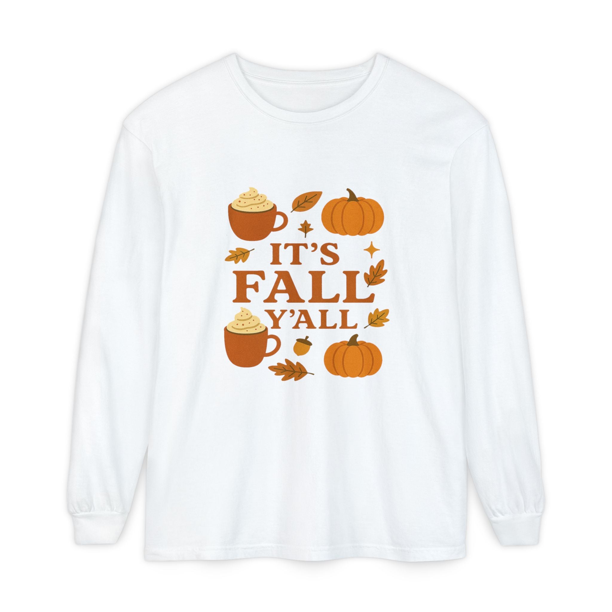 Fall-Themed Long Sleeve T-Shirt, Autumn Apparel, Unisex, Perfect for Pumpkin Spice Lovers