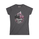 Gray t-shirt with 'Dill Wife Happy Life' graphic design on a white background