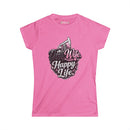 Pink t-shirt with 'Drill Wife Happy Life' graphic design on a white background