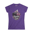 Purple t-shirt with 'Drill Wife Happy Life' graphic design on a white background